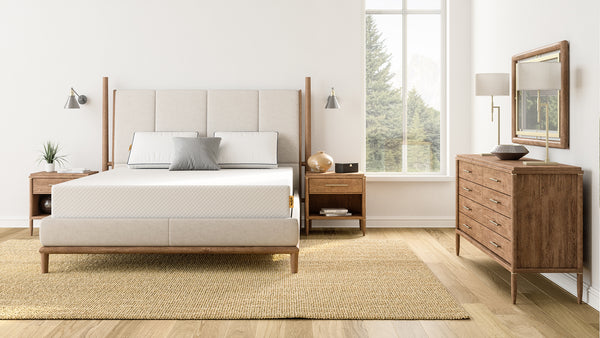 Bedroom with Nolah Original mattress and wood furniture