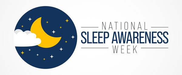 Sleep Awareness Week banner with moon and stars
