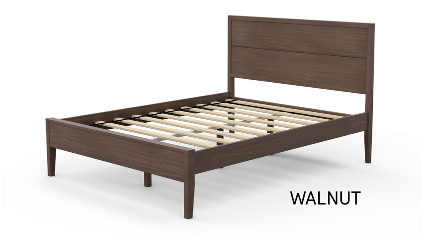 Estes platform wood bed frame in Walnut finish