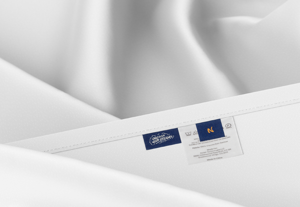 Nolah Bamboo Duvet cover close up image with tags